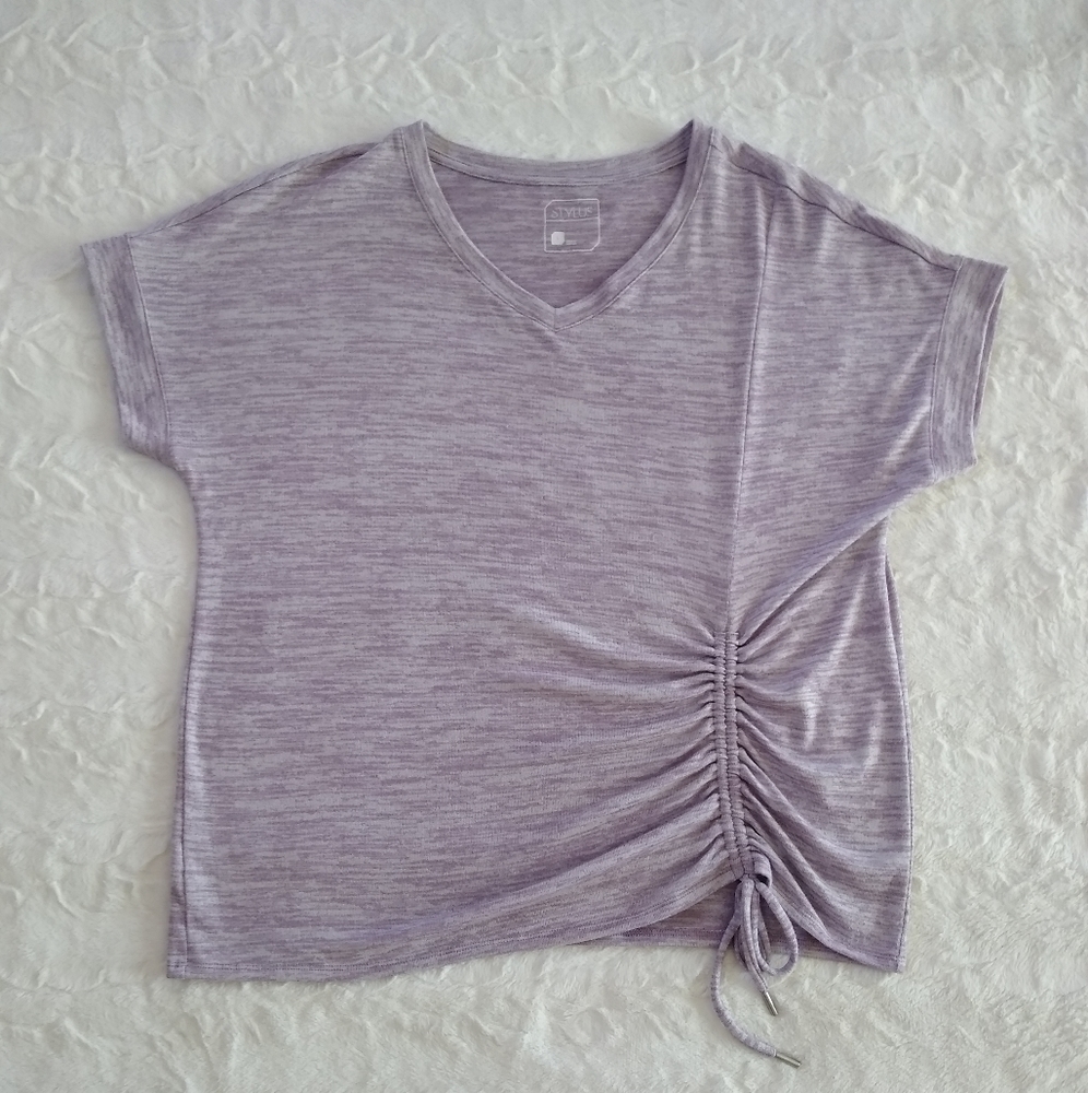 Stylus Purple Space Dye Ruched Top